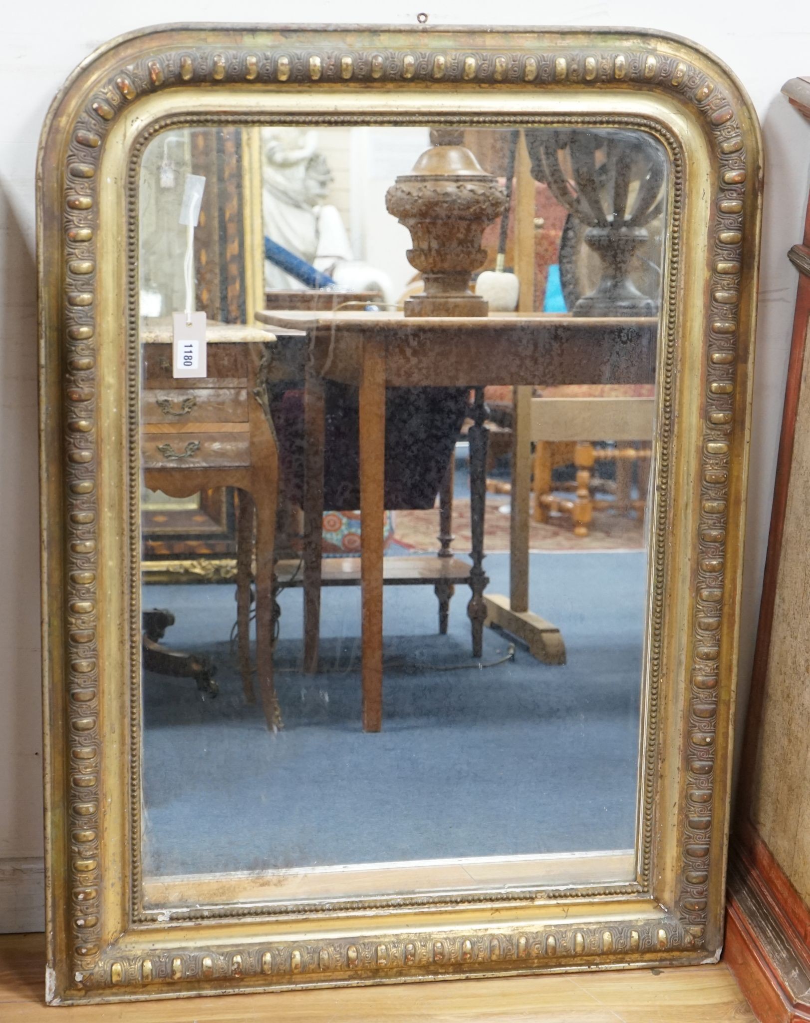 A 19th century French giltwood overmantel mirror, width 80cm, height 110cm